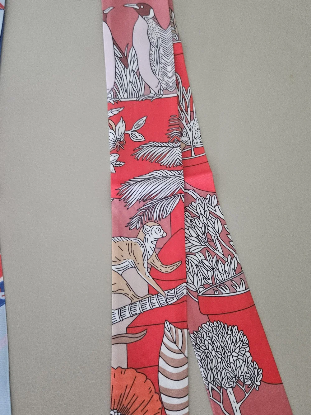 Hermes Like Silky Twilly Scarfs  - Red & Light Blue